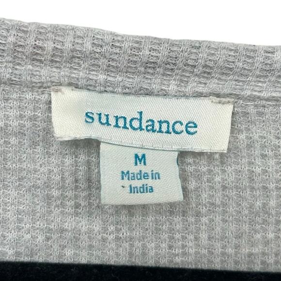 Sundance Grey Multi Floral Embroidered Long Sleeve Thermal Top Womens Medium - Picture 4 of 6